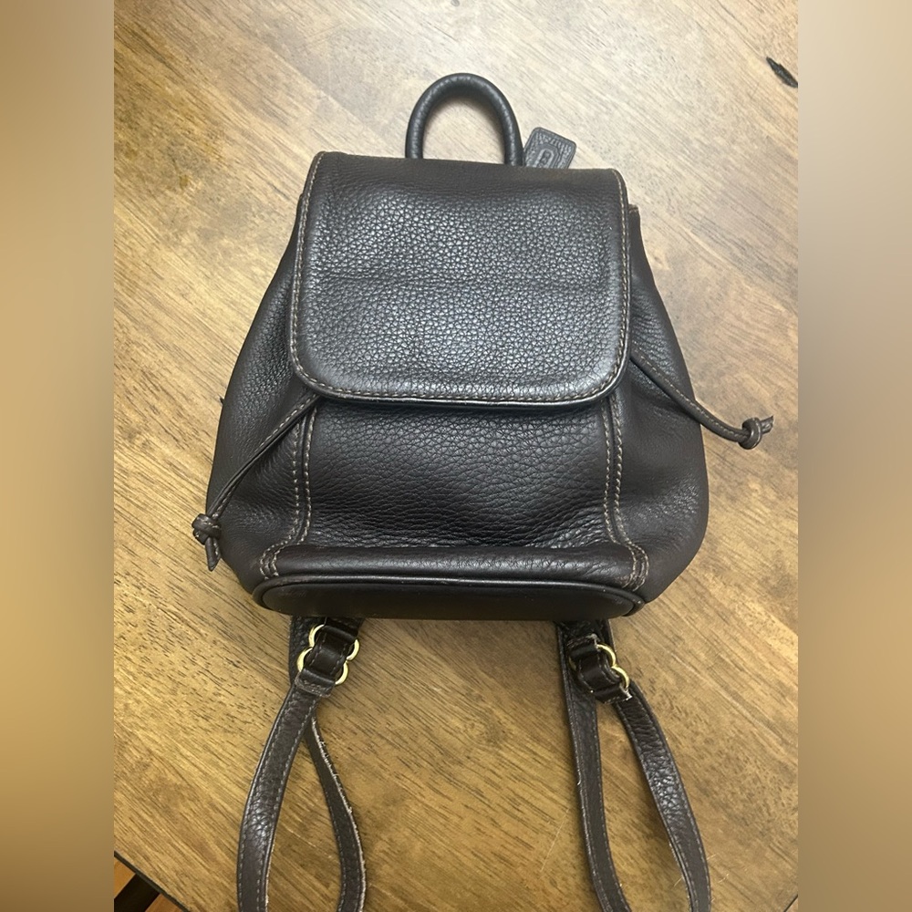 Vintage Coach Black Pebbled Leather Mini Backpack Drawstring